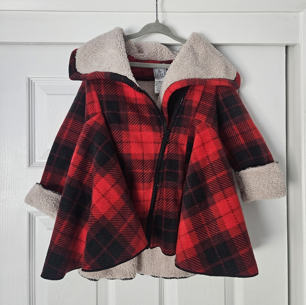 NWT toddler girl sherpa flannel coat